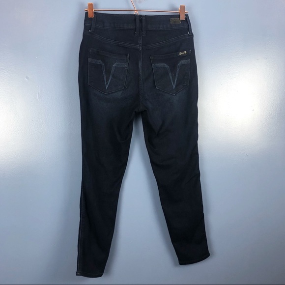 Seven7 Dark Denim Skinny Ankle Cropped Jeans - Picture 3 of 6